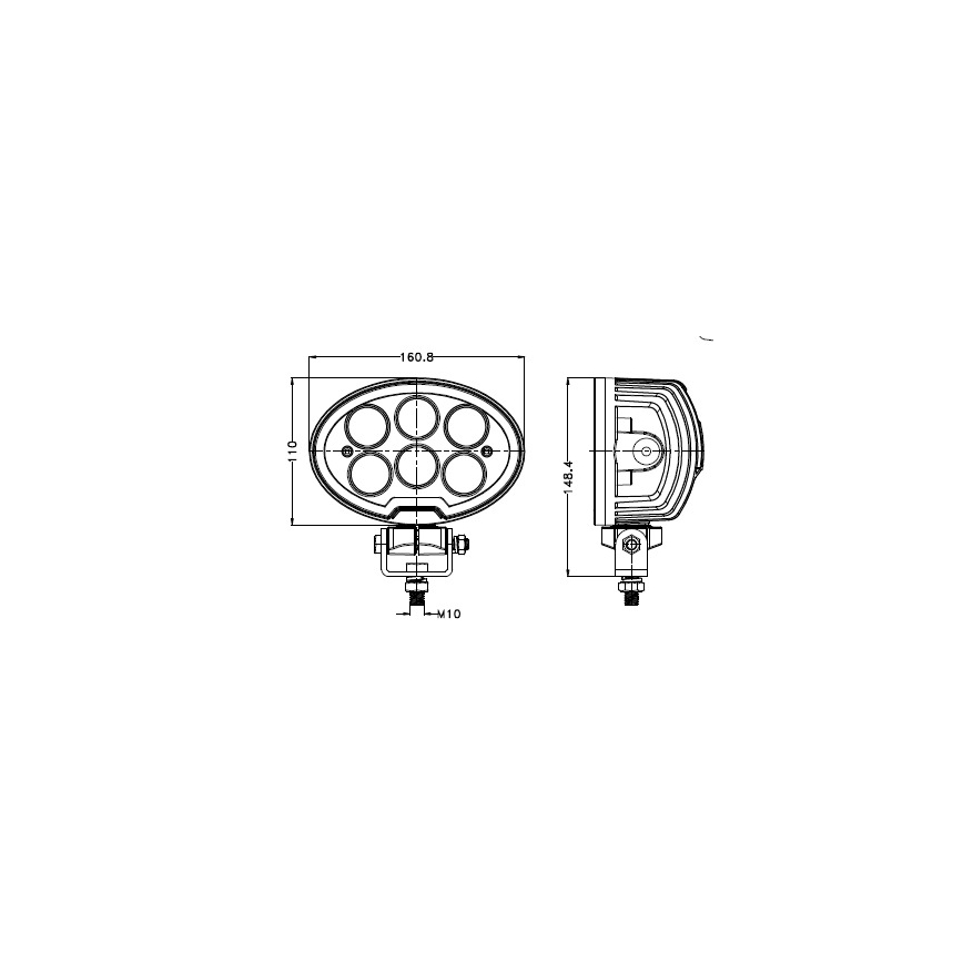 LED Oświetlenie punktowe do samochodu BLACK LED/60W/10-30V IP69 5700K owalny