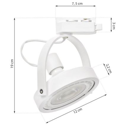 LED Oświetlenie punktowe do systemu szynowego LUGAR 1xAR111 - GU10/25W/230V