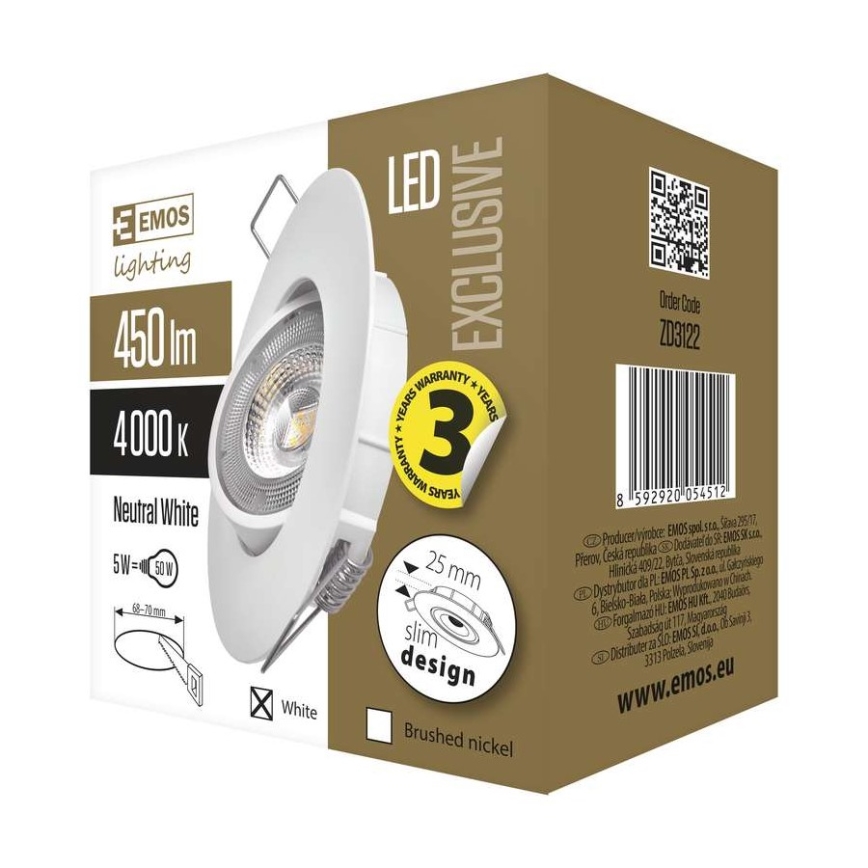 LED Oświetlenie punktowe Exclusive LED/5W/230V 4000 K