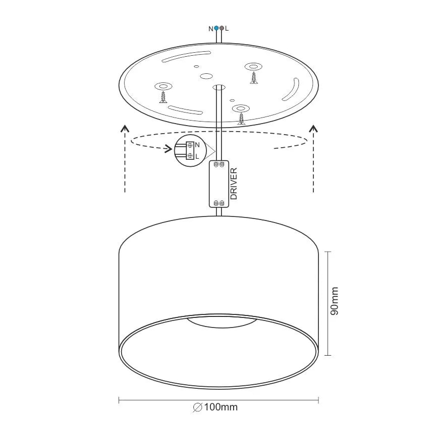 LED Oświetlenie punktowe LED/16W/230V 4000K śr. 10 cm czarne