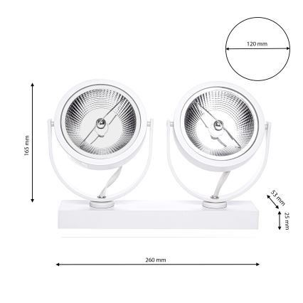 LED Oświetlenie punktowe LUGAR 2xAR111 - GU10/25W/230V