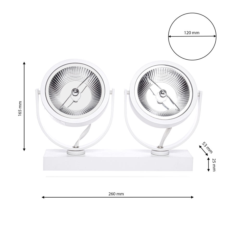 LED Oświetlenie punktowe LUGAR 2xAR111 - GU10/25W/230V