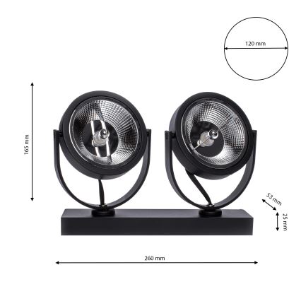 LED Oświetlenie punktowe LUGAR 2xAR111 - GU10/25W/230V