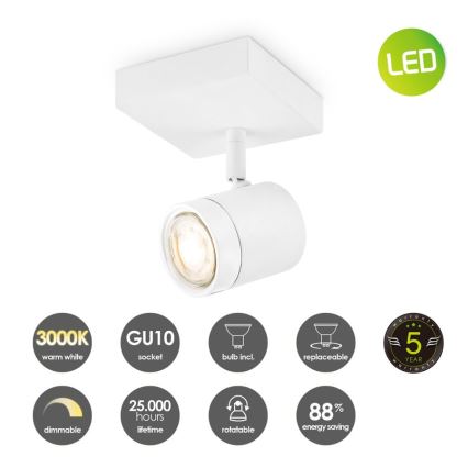 LED Oświetlenie punktowe ściemnialne MANU 1xGU10/5,8W/230V biały