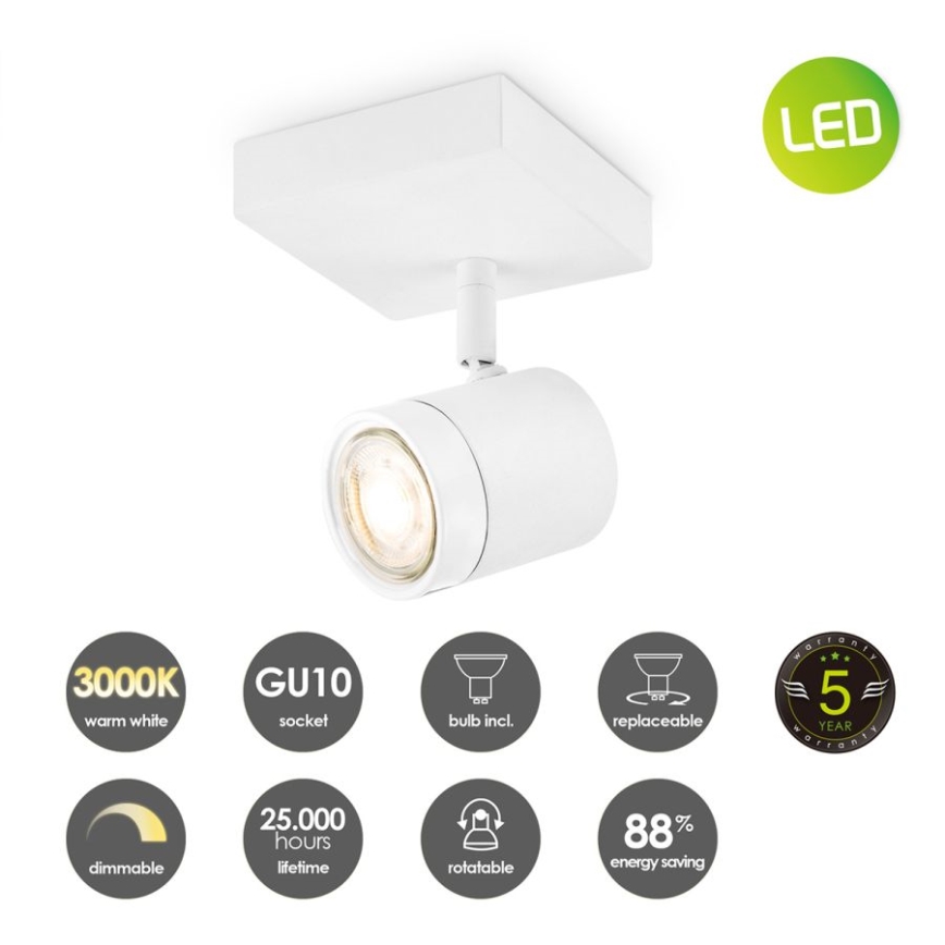 LED Oświetlenie punktowe ściemnialne MANU 1xGU10/5,8W/230V biały
