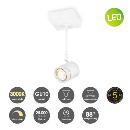 LED Oświetlenie punktowe ściemnialne MANU 1xGU10/5,8W/230V biały