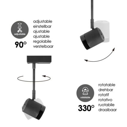 LED Oświetlenie punktowe ściemnialne MANU 1xGU10/5,8W/230V czarny