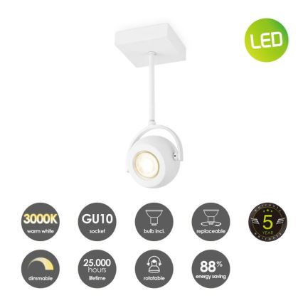 LED Oświetlenie punktowe ściemnialne NOP 1xGU10/5,8W/230V biały