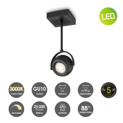 LED Oświetlenie punktowe ściemnialne NOP 1xGU10/5,8W/230V czarny