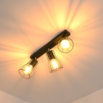 LED Oświetlenie punktowe TUBE II 3xE27/15W/230V czarny