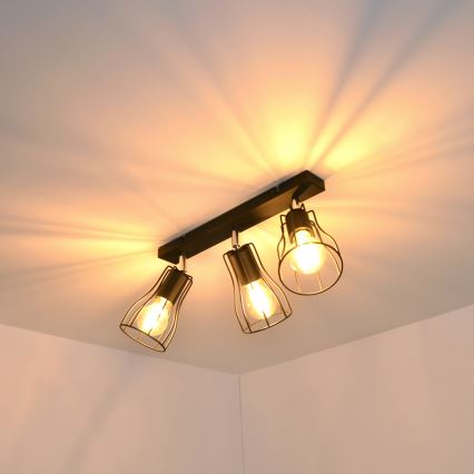 LED Oświetlenie punktowe TUBE II 3xE27/15W/230V czarny