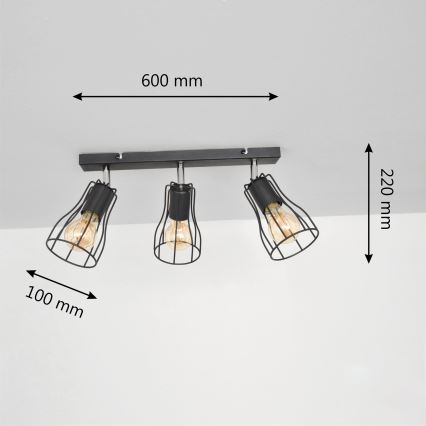 LED Oświetlenie punktowe TUBE II 3xE27/15W/230V czarny