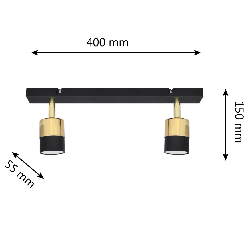 LED Oświetlenie punktowe TUBSSON 2xGU10/4,8W/230V czarne/złote