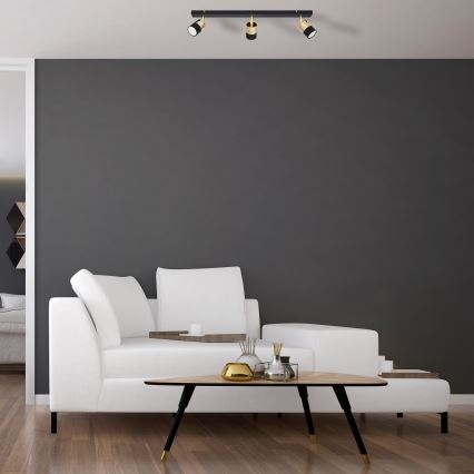LED Oświetlenie punktowe TUBSSON 3xGU10/4,8W/230V czarne/złote