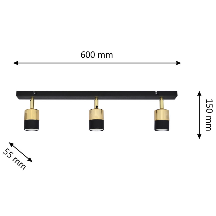 LED Oświetlenie punktowe TUBSSON 3xGU10/4,8W/230V czarne/złote
