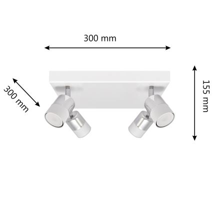 LED Oświetlenie punktowe TUBSSON 4xGU10/4,8W/230V biały/chrom błyszczący