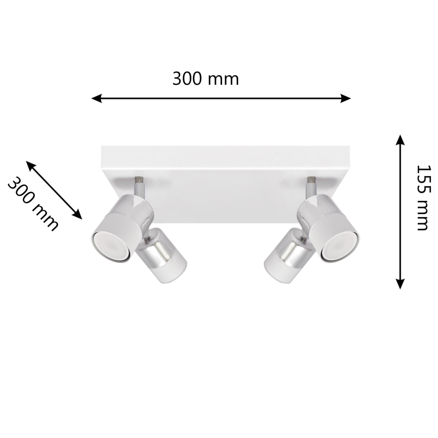 LED Oświetlenie punktowe TUBSSON 4xGU10/4,8W/230V biały/chrom błyszczący