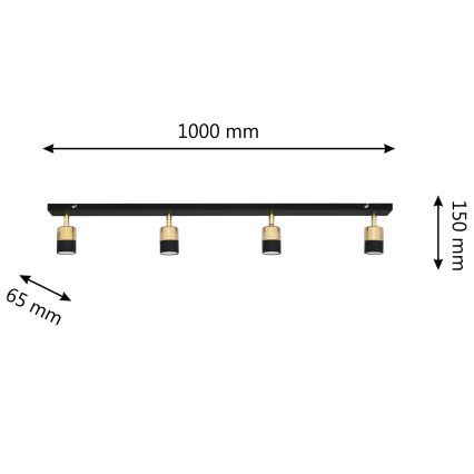 LED Oświetlenie punktowe TUBSSON 4xGU10/4,8W/230V czarne/złote