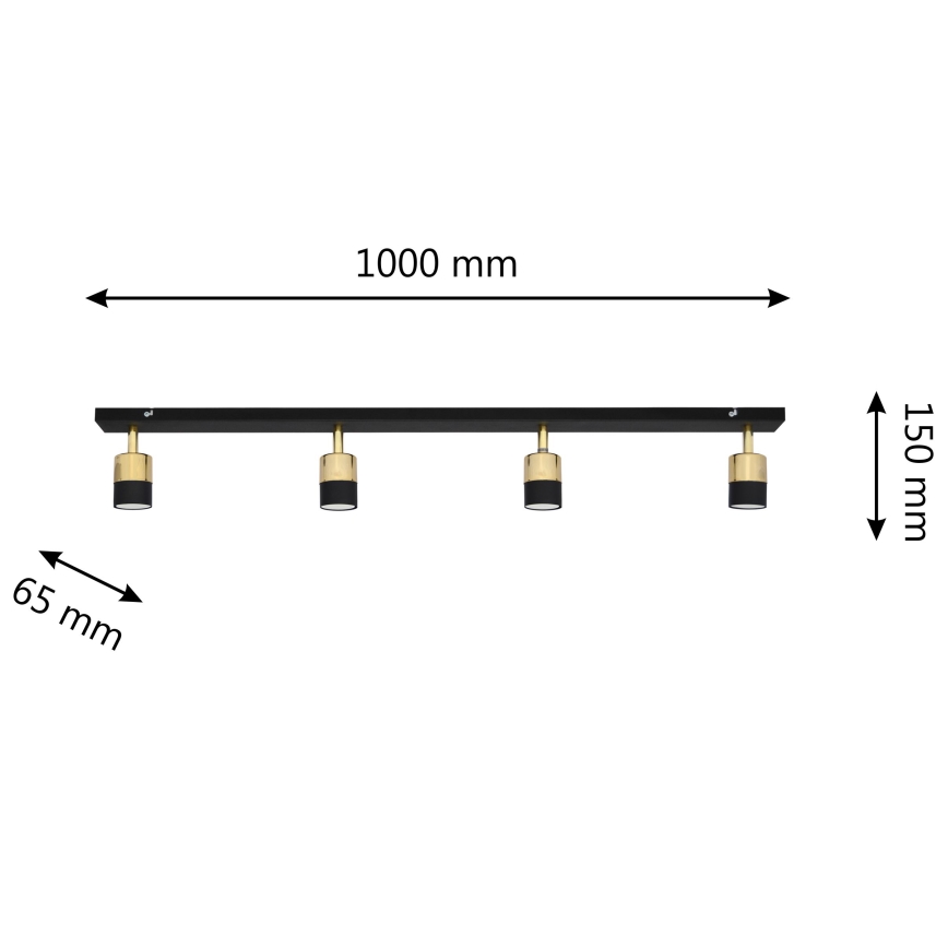 LED Oświetlenie punktowe TUBSSON 4xGU10/4,8W/230V czarne/złote