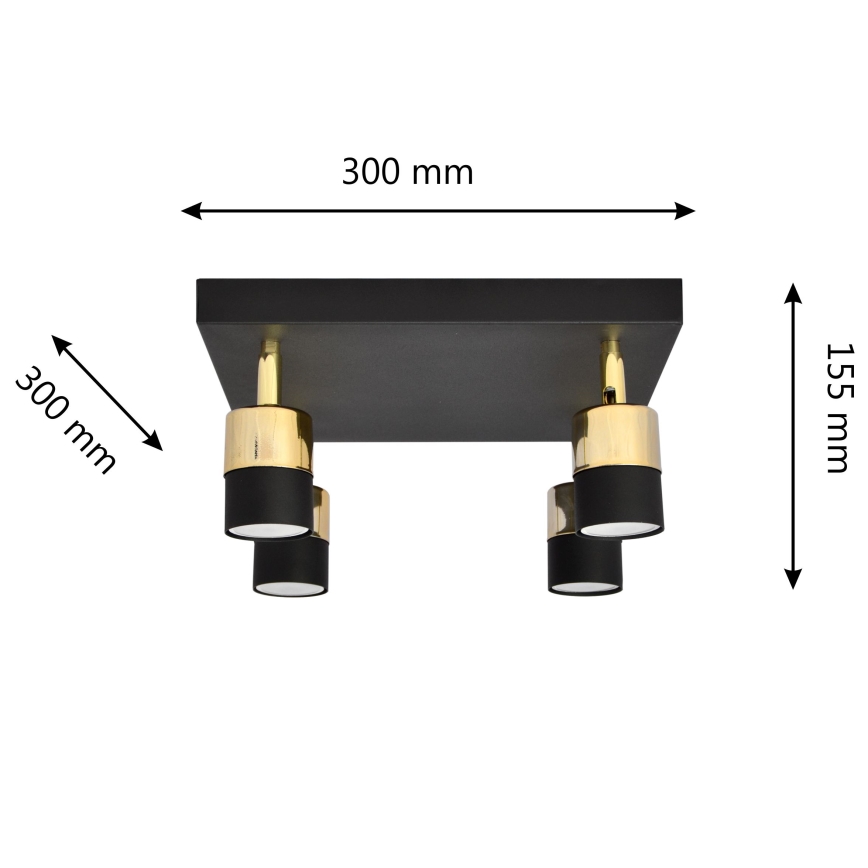 LED Oświetlenie punktowe TUBSSON 4xGU10/4,8W/230V czarne/złote