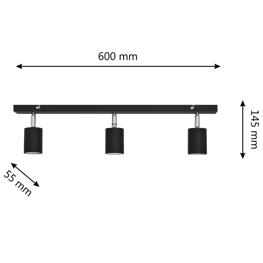 LED Oświetlenie punktowe TUNE 3xGU10/4,8W/230V czarny