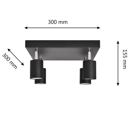 LED Oświetlenie punktowe TUNE 4xGU10/4,8W/230V czarny