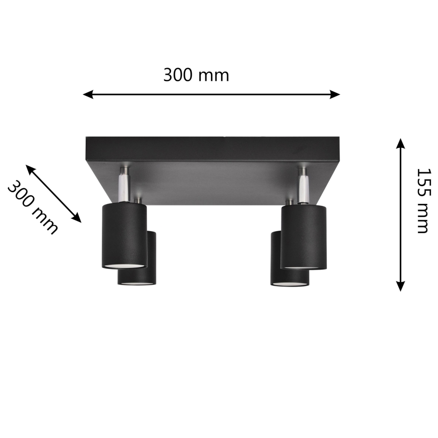 LED Oświetlenie punktowe TUNE 4xGU10/4,8W/230V czarny