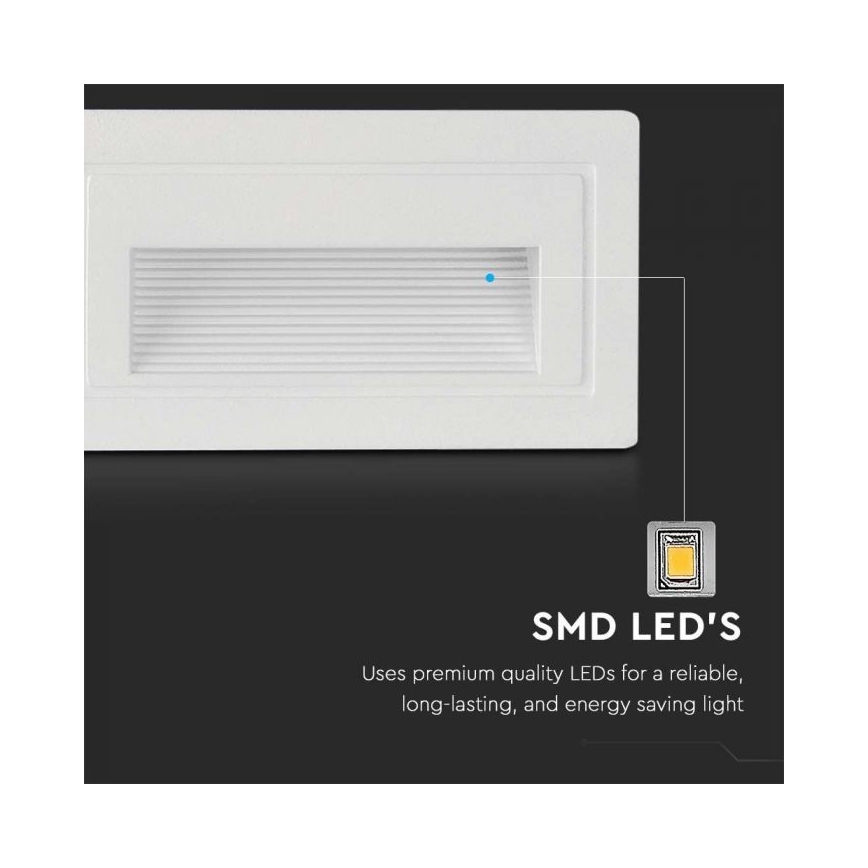 LED Oświetlenie schodowe zewnętrzne LED/3W/230V 3000K IP65 biała +