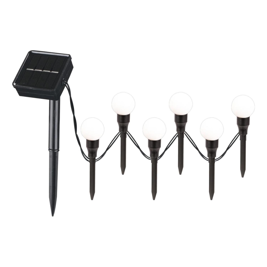 LED Oświetlenie solarne KULKI 6xLED/1,2V 600 mAh 4,3 m IP44 czarny/biały