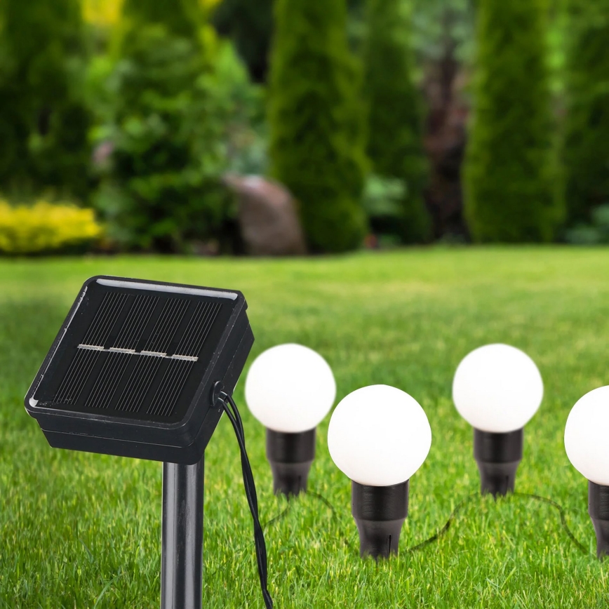 LED Oświetlenie solarne KULKI 6xLED/1,2V 600 mAh 4,3 m IP44 czarny/biały