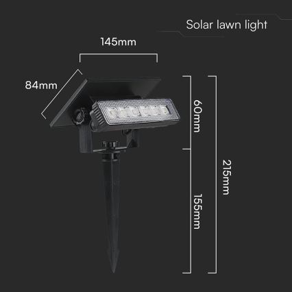 LED Oświetlenie solarne LED/0,9W/3,7V 3000K IP65 czarne