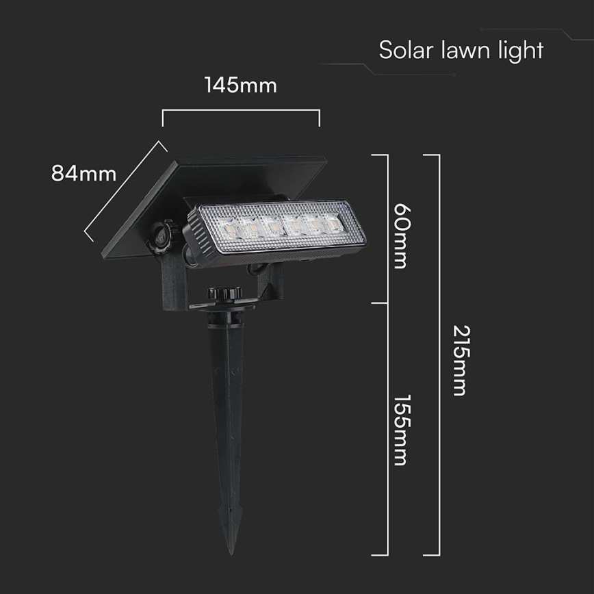 LED Oświetlenie solarne LED/0,9W/3,7V 3000K IP65 czarne