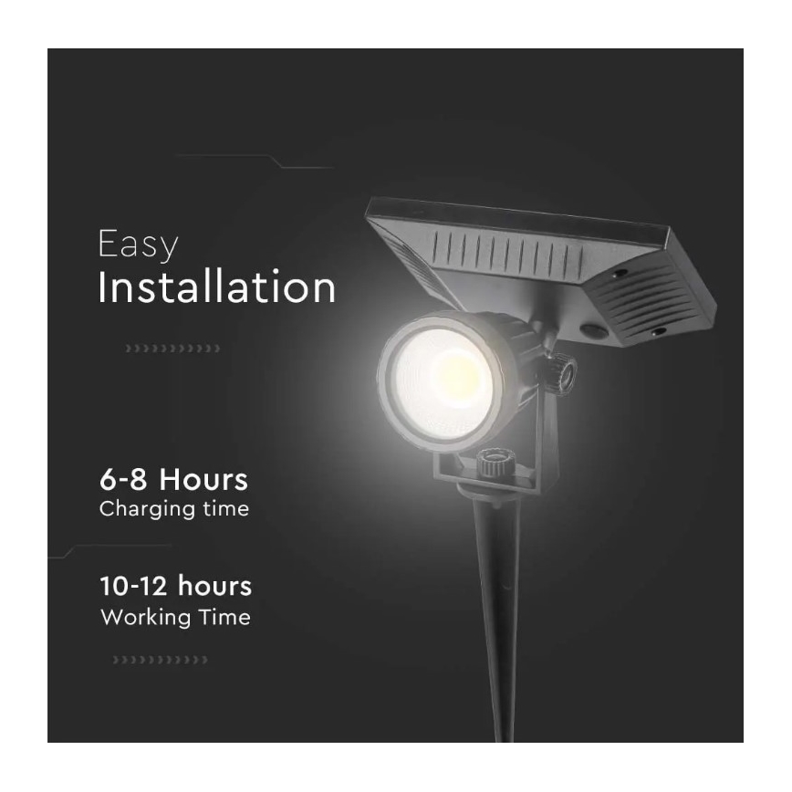 LED Oświetlenie solarne SPIKE LED/2W/5,5V IP65 3000K 1200 mAh