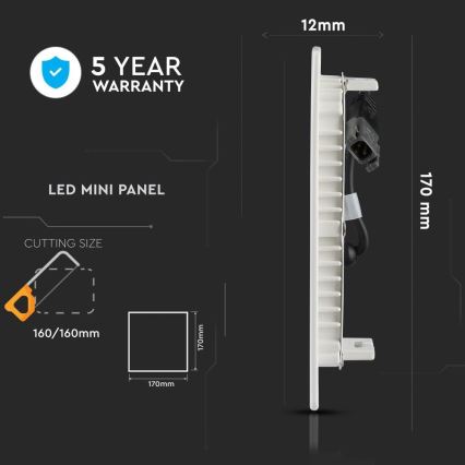 LED Oświetlenie wpuszczane LED/12W/230V 6400K kwadrat