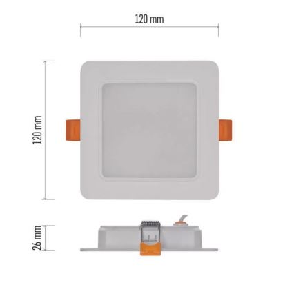 LED Oswietlenie wpuszczane LED/9W/230V 12x12 cm biały