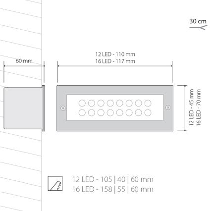 LED Oświetlenie zewnętrzne 1x12LED/1W/230V