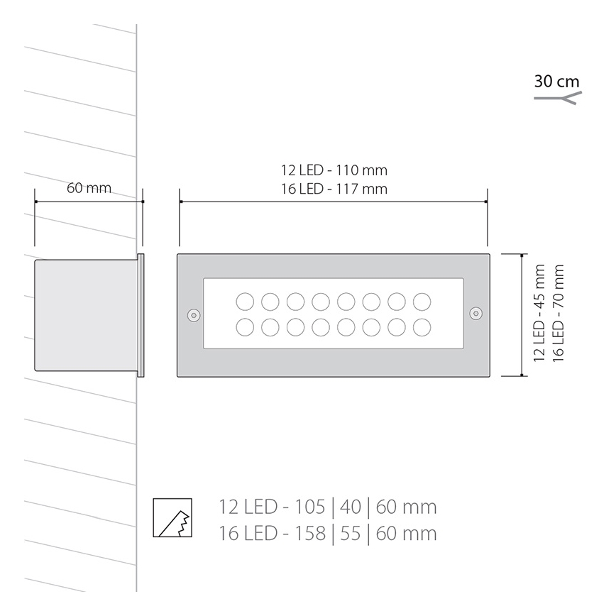 Panlux ID-A04/T - LED Oświetlenie zewnętrzne INDEX 12 LED 1x12LED/1W/230V
