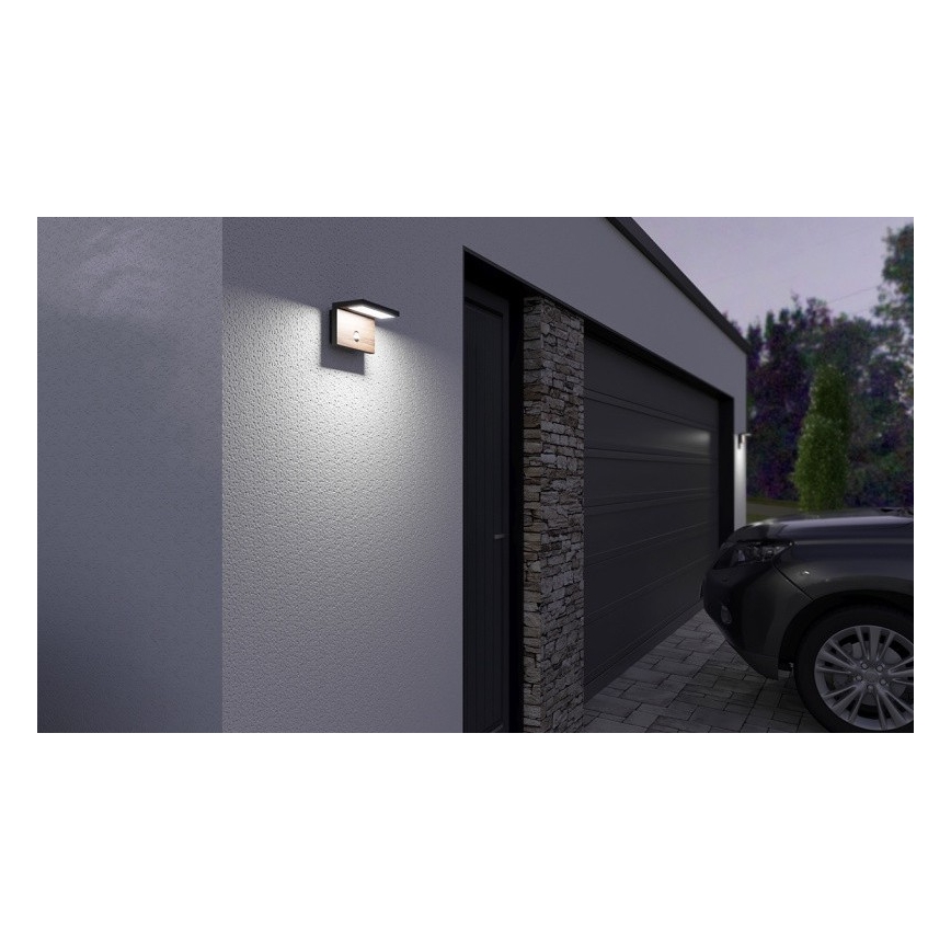 LED Kinkiet zewnętrzny z czujnikiem NATURA LED/12W/230V 4000K IP54 brązowy/antracyt