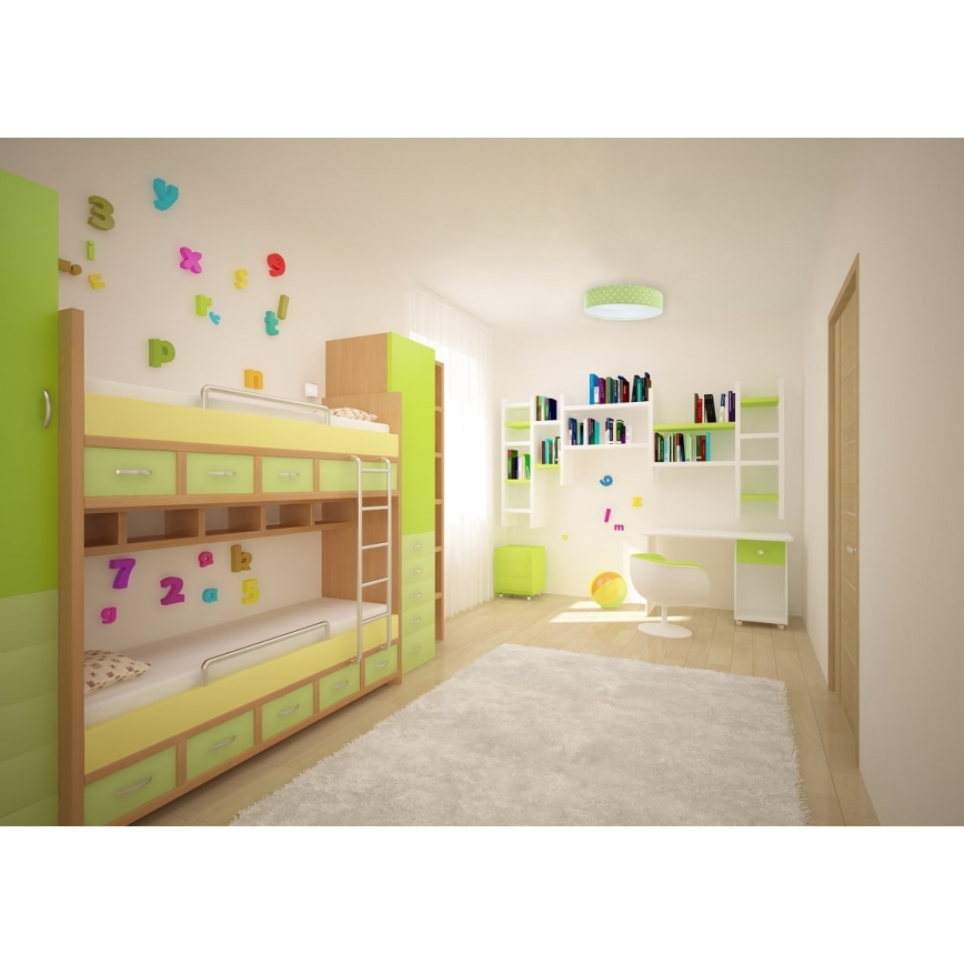 LED Plafon GALAXY KIDS LED/24W/230V kropki zielony/białe
