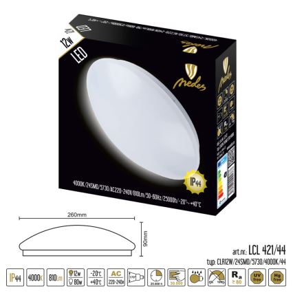 Nedes LCL421/44 - LED Plafon łazienkowy LED/12W/230V