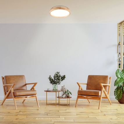 Drewniany plafon łazienkowy LED 12 W, 230 V, Ø 27 cm, IP44, dąb