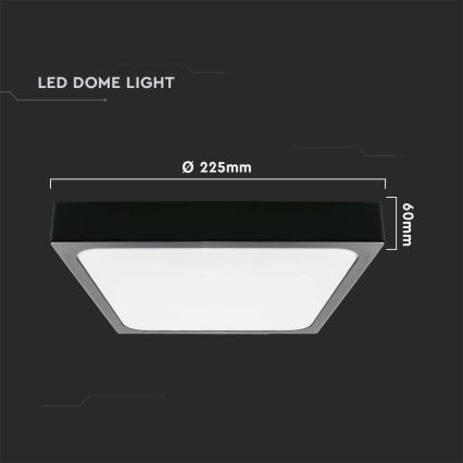 LED Plafon łazienkowy LED/18W/230V 6500K IP44 22,5x22,5 cm czarny