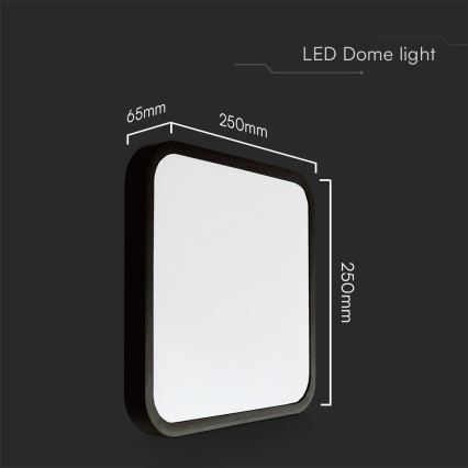 LED Plafon łazienkowy SAMSUNG CHIP LED/18W/230V IP44 3000K 25x25 cm czarny