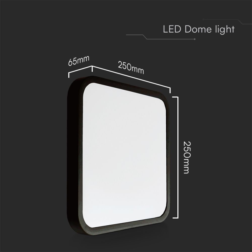 LED Plafon łazienkowy SAMSUNG CHIP LED/18W/230V IP44 3000K 25x25 cm czarny