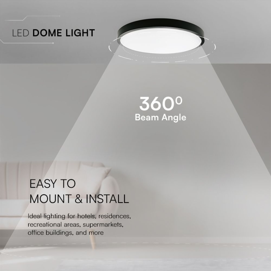 LED Plafon łazienkowy SAMSUNG CHIP LED/18W/230V IP44 4000K śr. 25 cm czarny