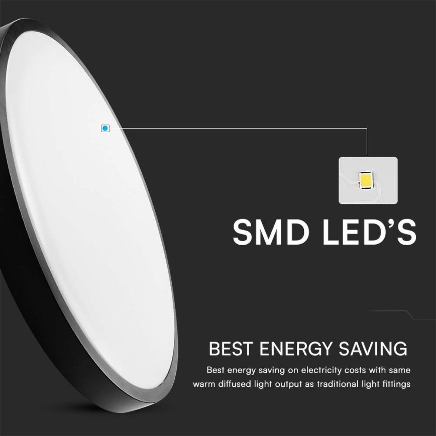 LED Plafon łazienkowy LED/24W/230V 3000K IP44 czarny