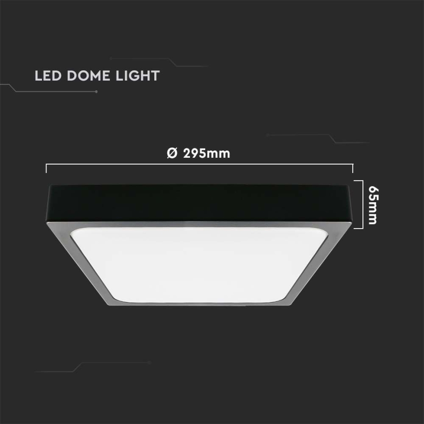 LED Plafon łazienkowy LED/24W/230V 6500K IP44 29,5x29,5 cm czarny