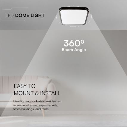 LED Plafon łazienkowy SAMSUNG CHIP LED/24W/230V IP44 4000K 29x29 cm czarny