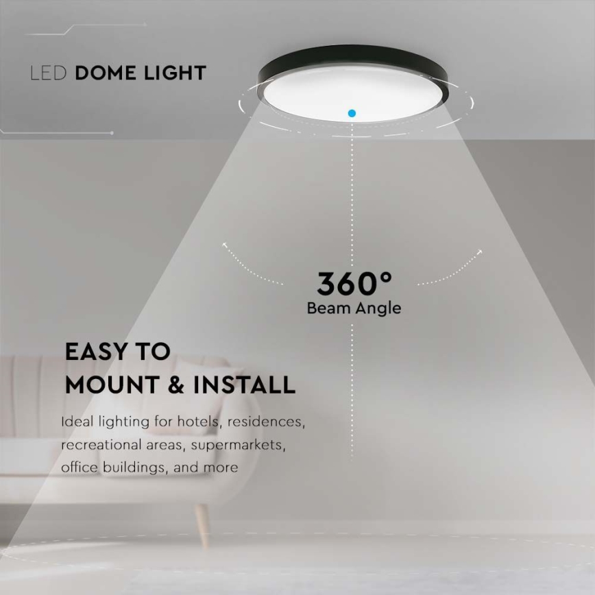 LED Plafon łazienkowy LED/30W/230V 3000K IP44 śr. 42 cm czarny