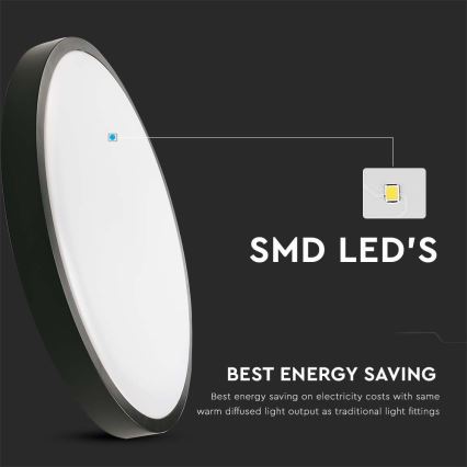 LED Plafon łazienkowy LED/30W/230V 3000K IP44 śr. 42 cm czarny